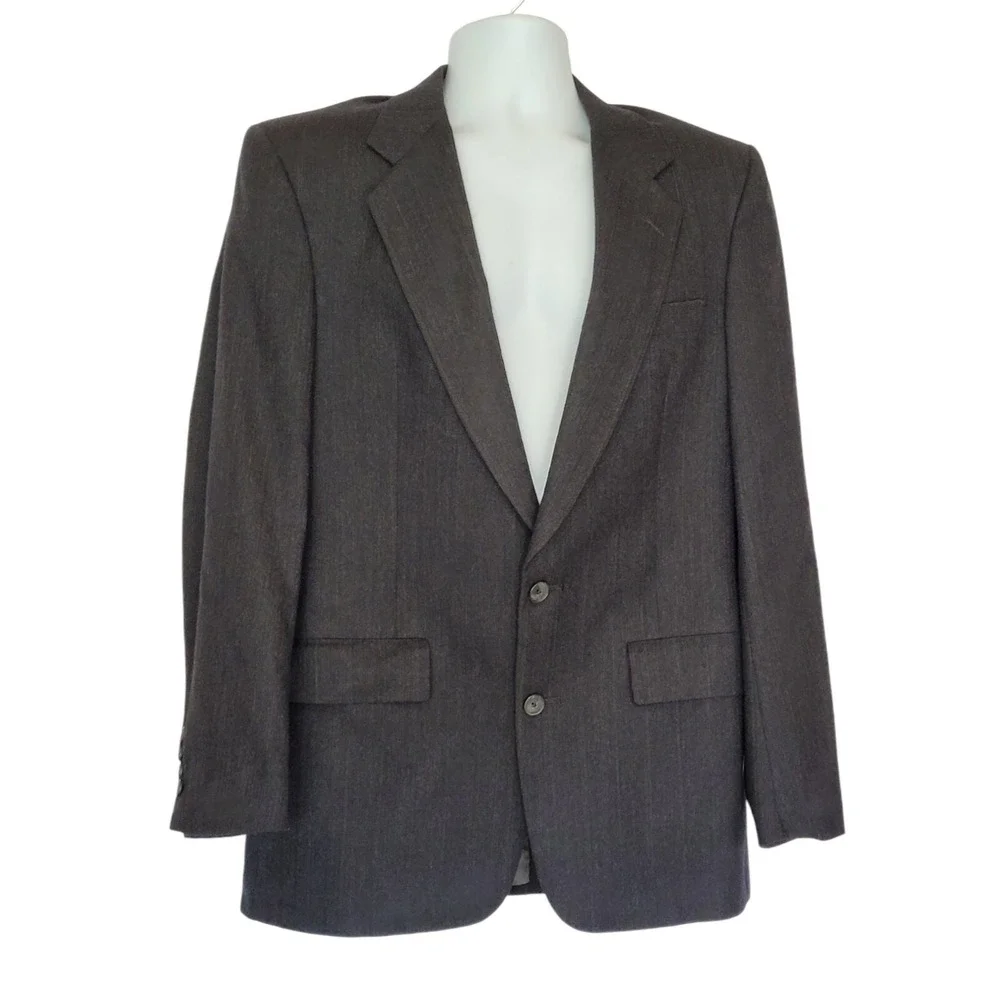 Christian Dior Suit Jacket Mens Size 40R Black Wool Vintage USA Two Button Blaze